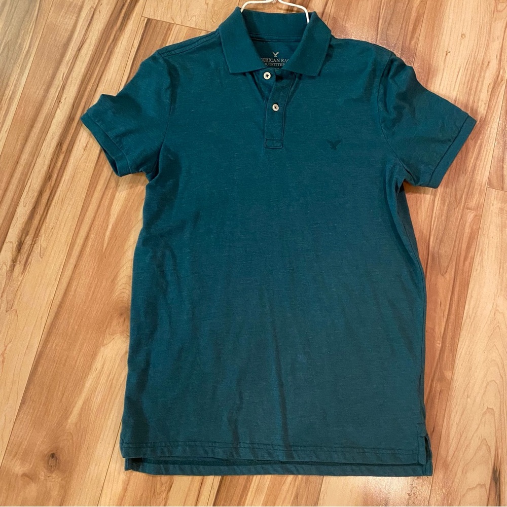 American Eagle Men's Teal classic Fit Polo Shirt—S